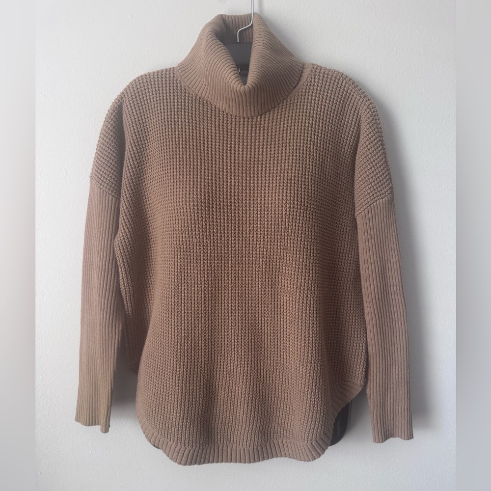 Michael Kors Chunky Knit Turtleneck Sweater Camel Brown Size Small